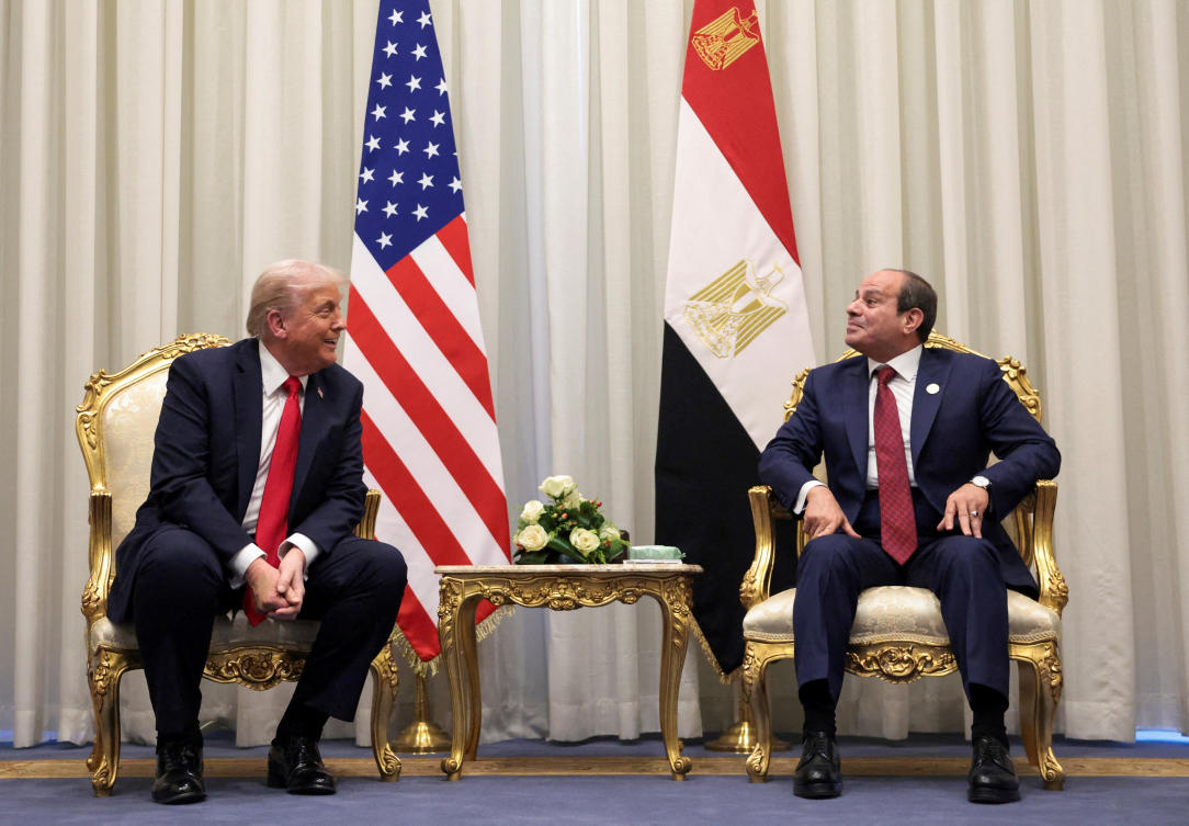 Presidents Donald Trump and Abdel Fattah El-Sisi meeting ahead of a world leaders' summit on ending the Gaza war in October. (Reuters/File)