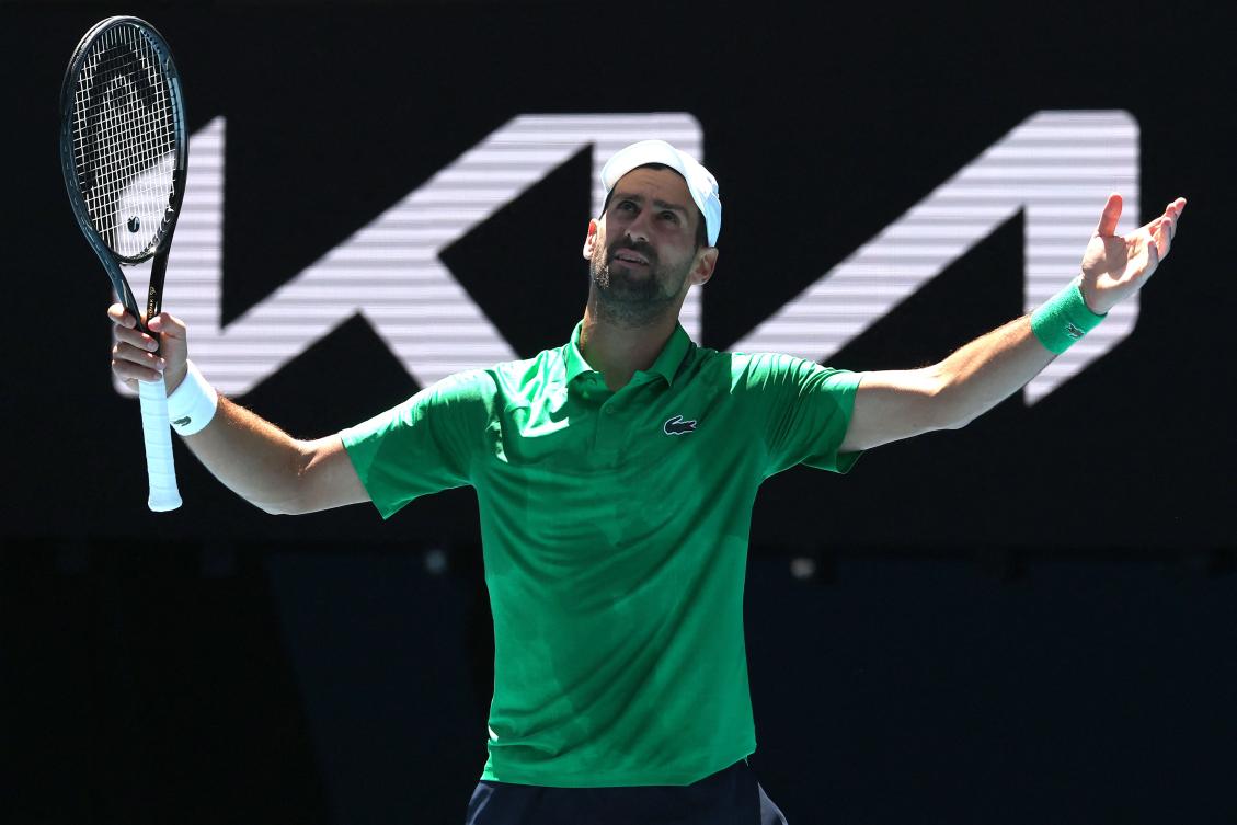 Serbia’s Novak Djokovic is closing in on his 399th Grand Slam match victory, and his 101st in Melbourne, leaving him one shy of record-holder Roger Federer. (AFP)