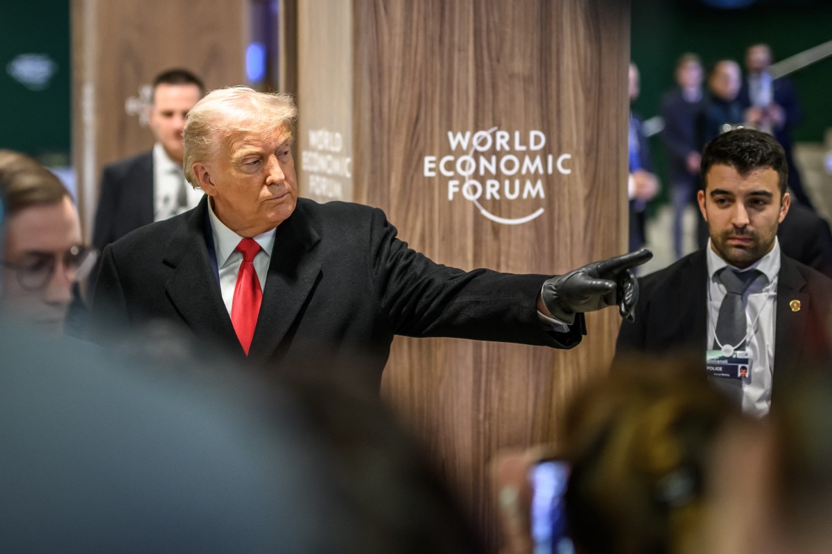 US President Donald Trump gestures as he leaves the congress centre during the World Economic Forum (WEF) annual meeting in Davos on January 21, 2026. (File/AFP)
