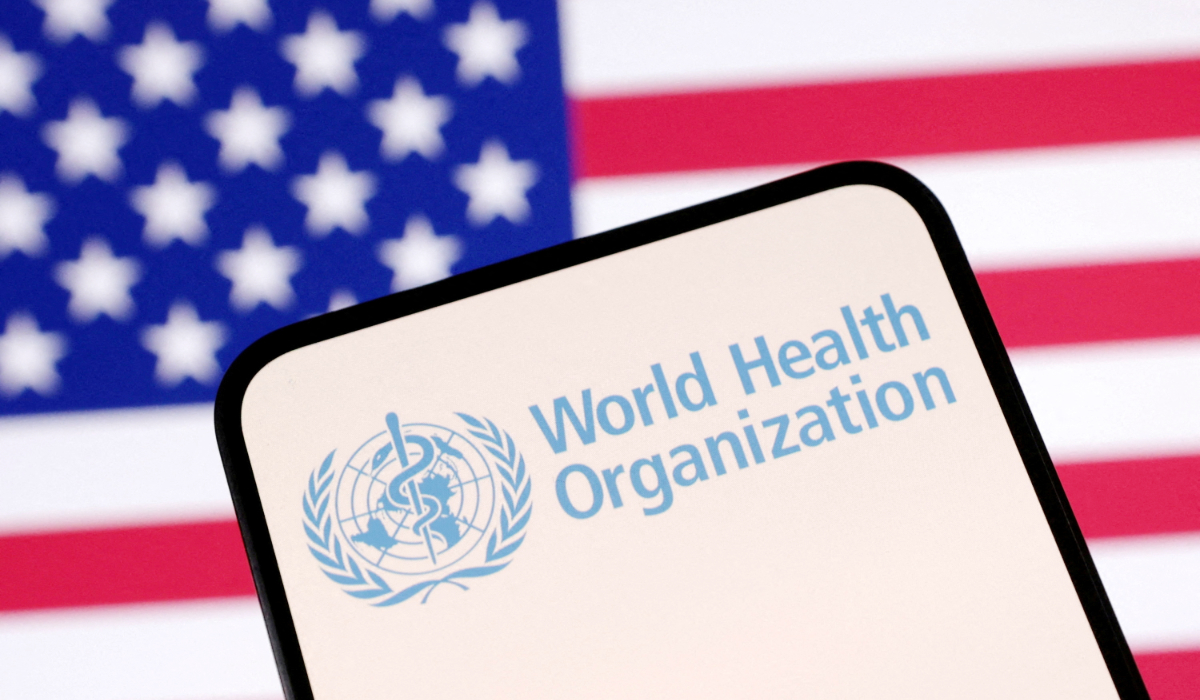 World Health Organization (WHO) logo and U.S. flag are seen in this illustration taken April 23, 2025. (REUTERS)