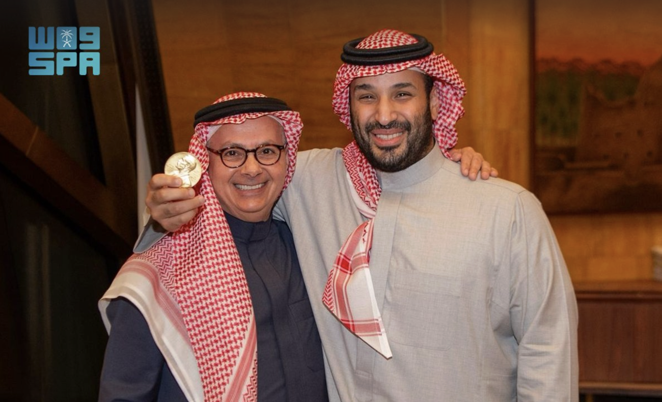 Saudi Crown Prince Mohammed bin Salman receives Professor Omar Yaghi in Riyadh on Wednesday. (SPA)