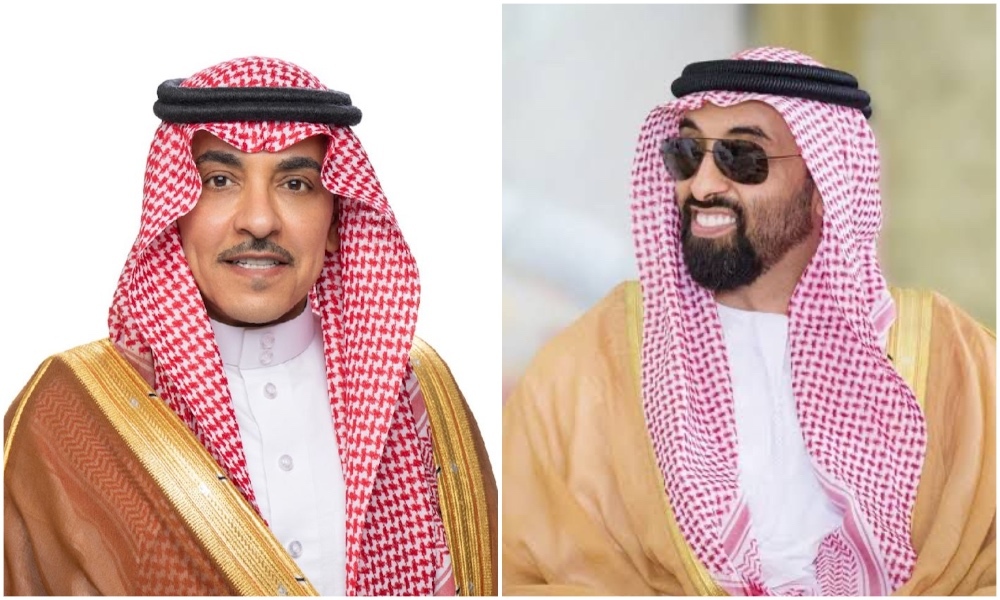 Saudi Minister of Media Salman Al-Dossary (L) and Sheikh Tahnoon bin Zayed Al-Nahyan (R). (Supplied)