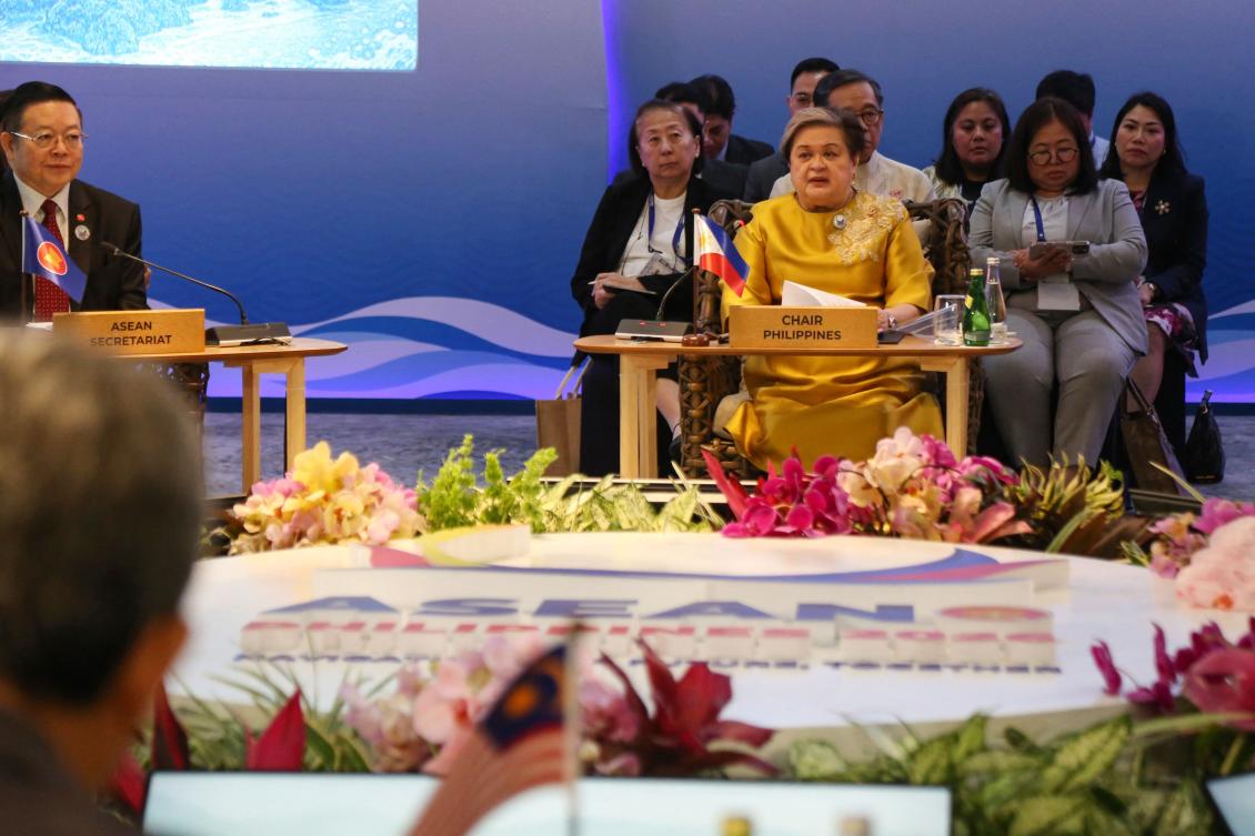 Philippine Foreign Minister Theresa Lazaro raised a geopolitical alarm she raised before her ASEAN counterparts during their first major closed-door meetings this year. (AFP)