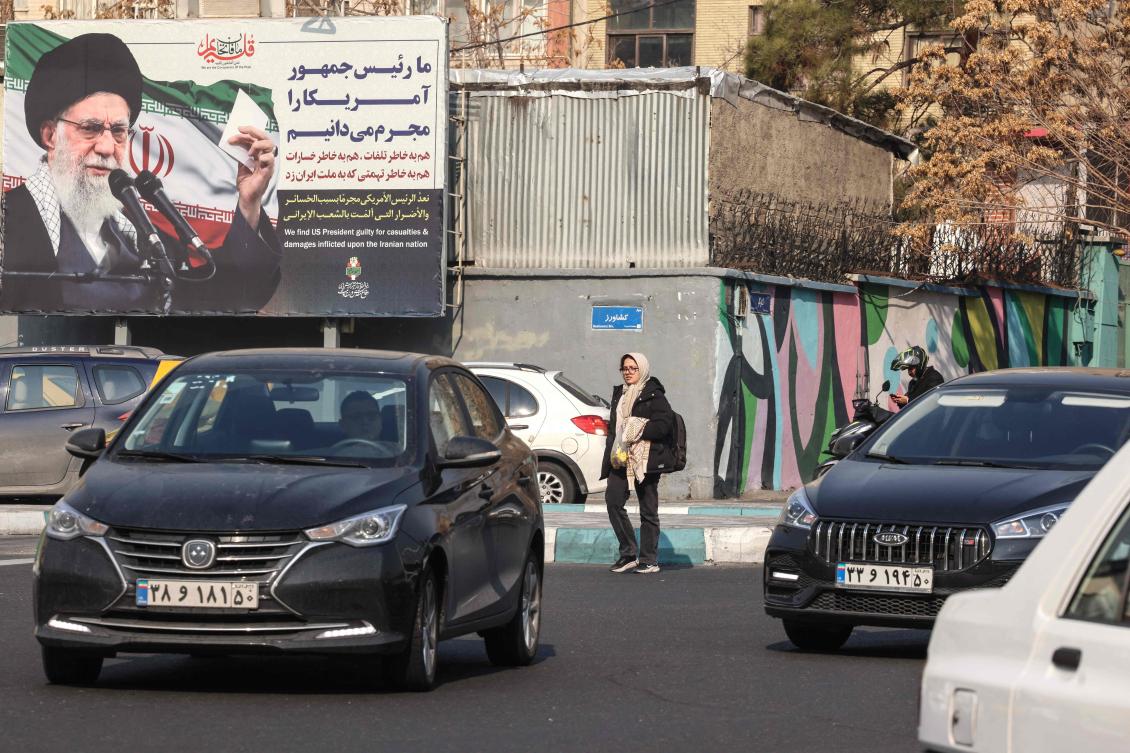 US President Donald wants to create conditions for ‘regime change’ after a crackdown crushed a nationwide protest movement earlier this month. Above, anti-US rhetoric on a billboard in Tehran on Jan. 27, 2026. (AFP)