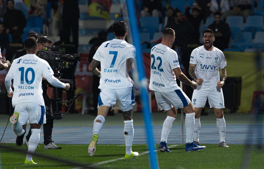Ruben Neves scored from a corner kick to open Al-Hilal’s account. (X/@Alhilal_EN)