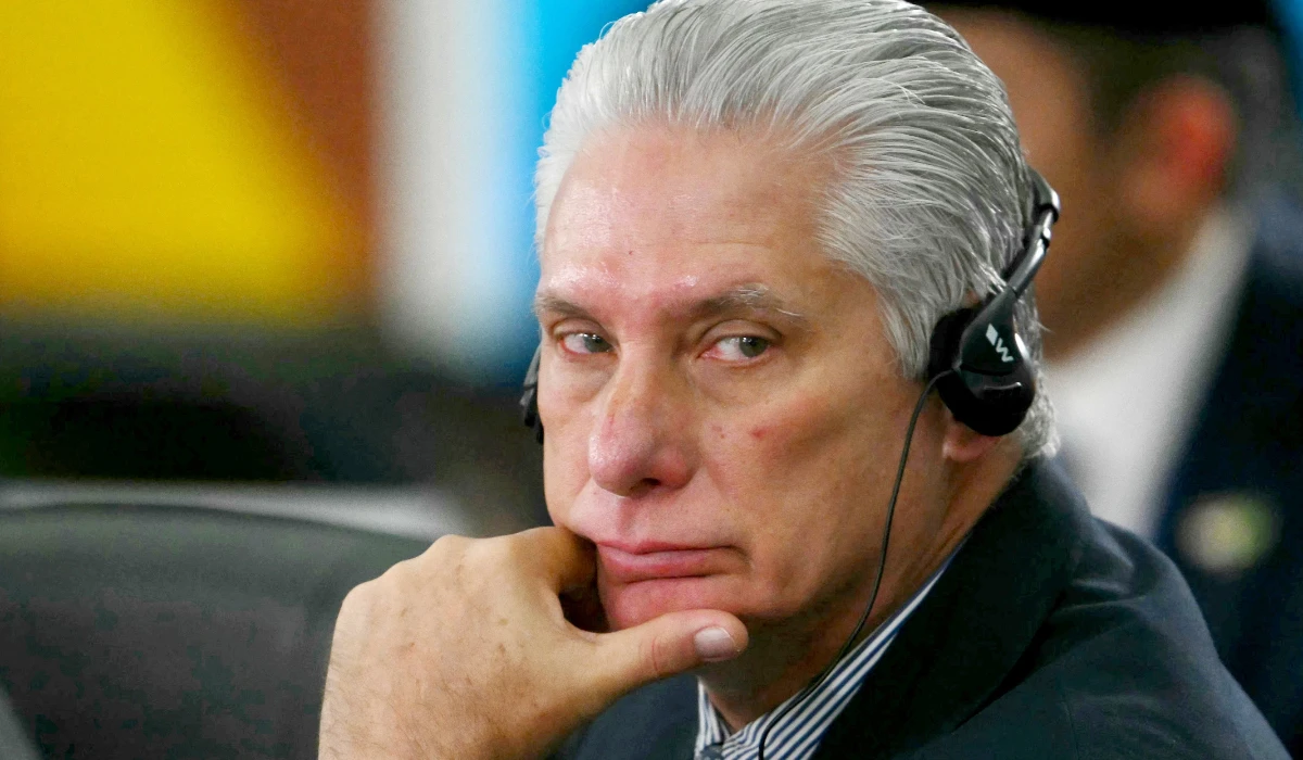 Cuba's President and First Secretary Miguel Diaz-Canel attends a plenary session of the BRICS summit in Rio de Janeiro, Brazil, on July 7, 2025. (AFP)
