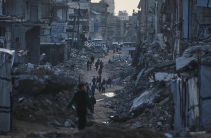 Two Israeli airstrikes killed five people in Deir Al-Balah in the Gaza Strip on Thursday, local health authorities said, and Palestinian media reported that one of those killed was a senior figure in the armed wing of Hamas. (AP)