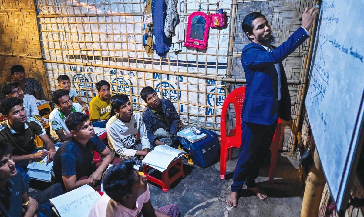 By 2024, UNICEF and its partners were running more than 6,500 learning centers across the Cox’s Bazar camps. (AFP)