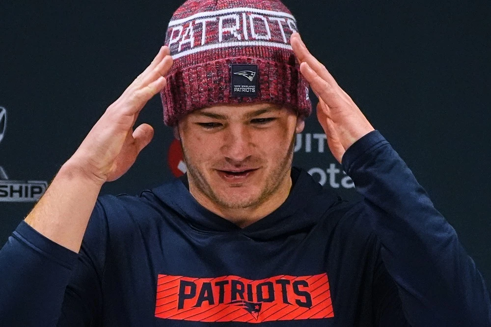 New England Patriots quarterback Drake Maye . (AP)