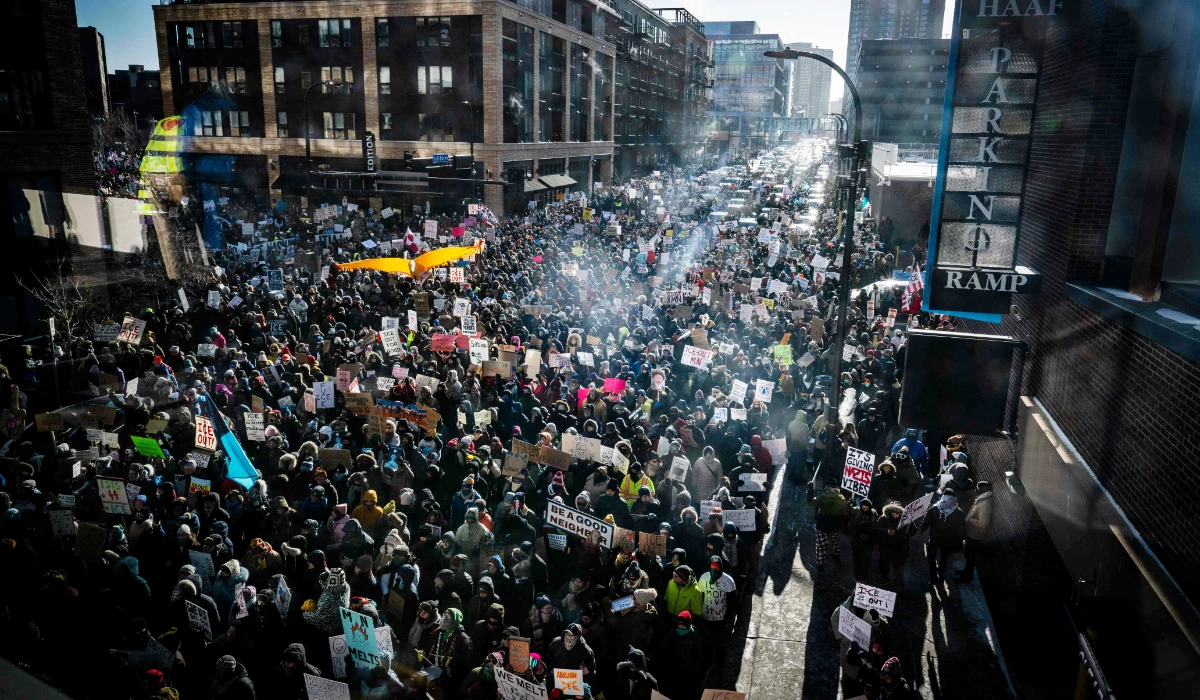 Thousands rally against immigration enforcement in subzero Minnesota temperatures