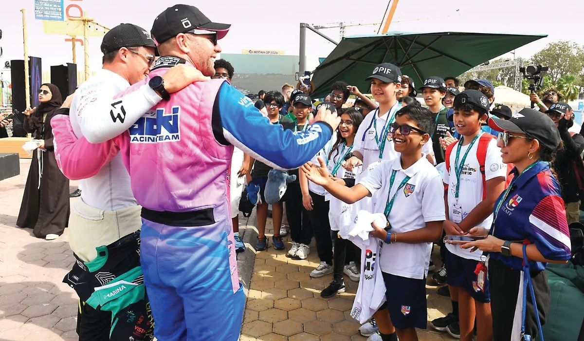 The sessions for students formed part of Driving Force Presented by the Public Investment Fund, an initiative run by Formula E and its electric racing series partners. (SPA)