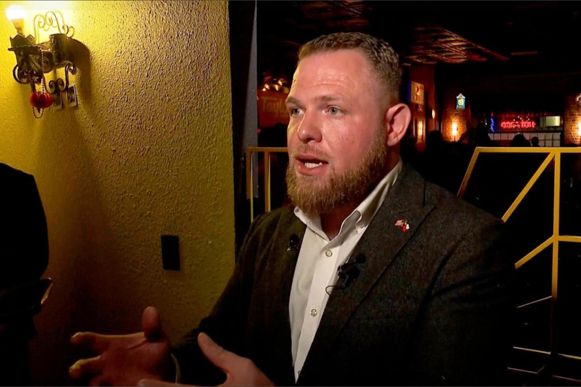 State Sen-elect Taylor Rehmet (D) speaks on Jan. 31, 2026, in Fort Worth, Texas, after winning a special election for the Texas state Senate and flipped a reliably Republican district that President Donald Trump won by 17 points in 2024. (KXAS via AP)