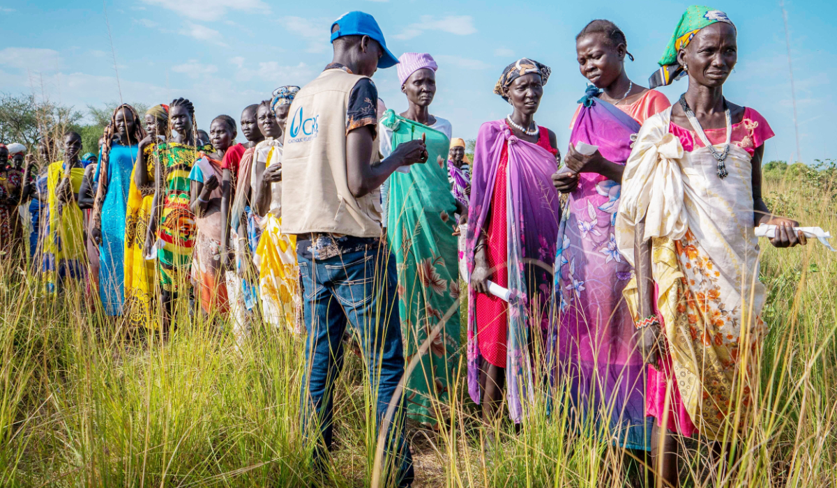 South Sudanese women line up for food rations at a World Food Programme (WFP) distribution point organized by Catholic Relief Services in Jonglei state, South Sudan, Wednesday, Nov. 13, 2024. (AP)