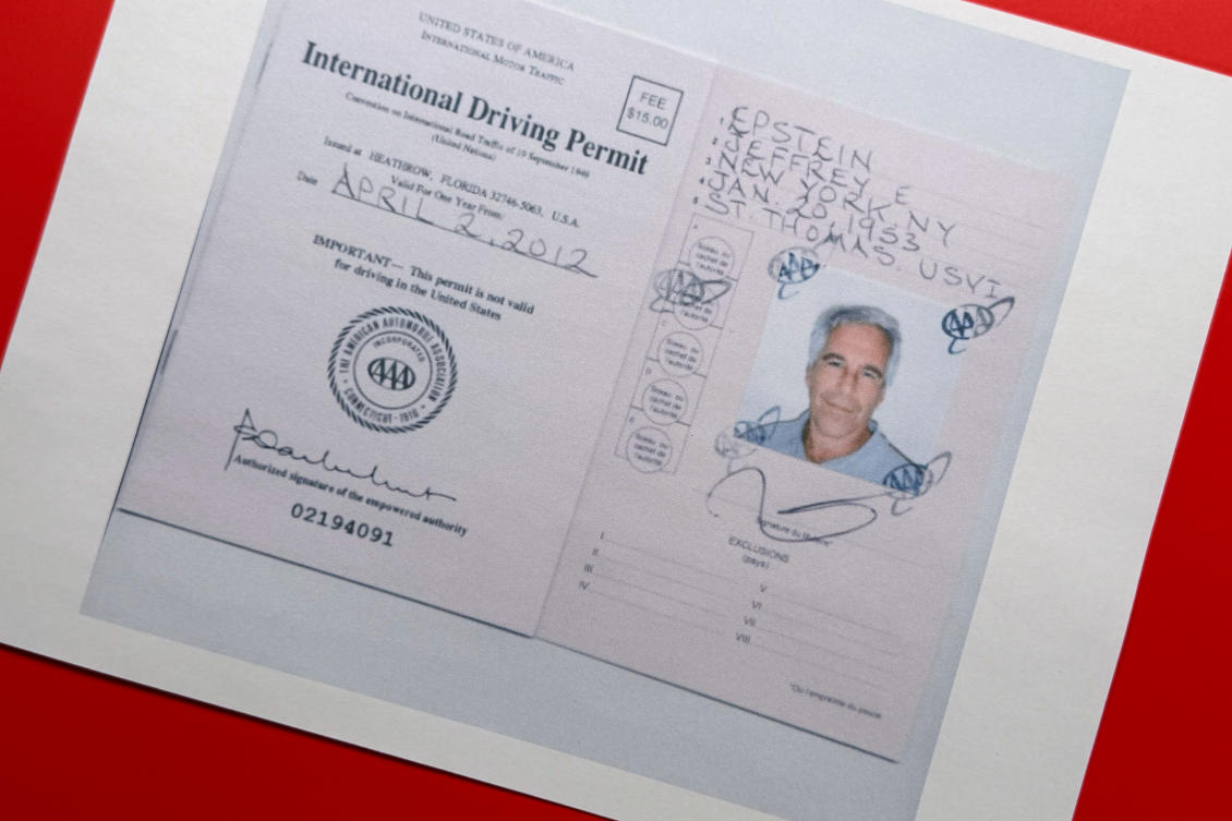 A document that was included in the U.S. Department of Justice release of the Jeffrey Epstein files, photographed Wednesday, Feb. 4, 2026, shows an April 2012 International Driving Permit for Epstein. (AP)