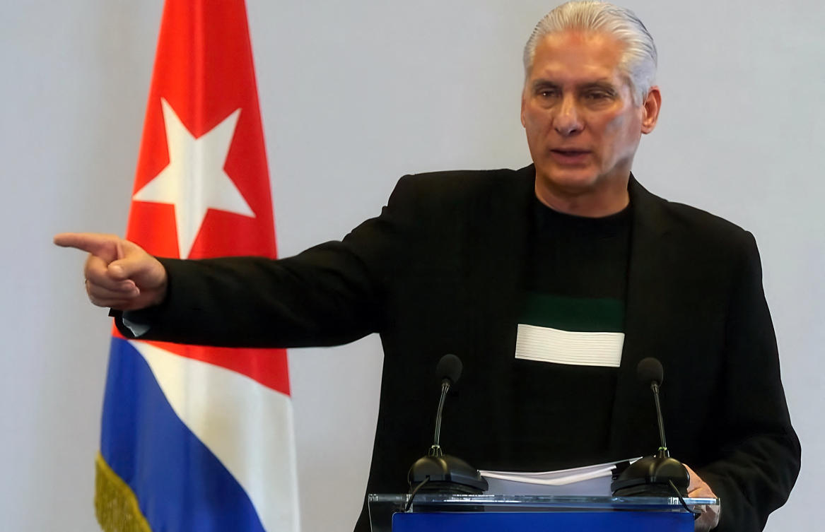 Cuba’s President Miguel Diaz-Canel speaking during a press conference in Havana, Feb. 4, 2026. (AFP)