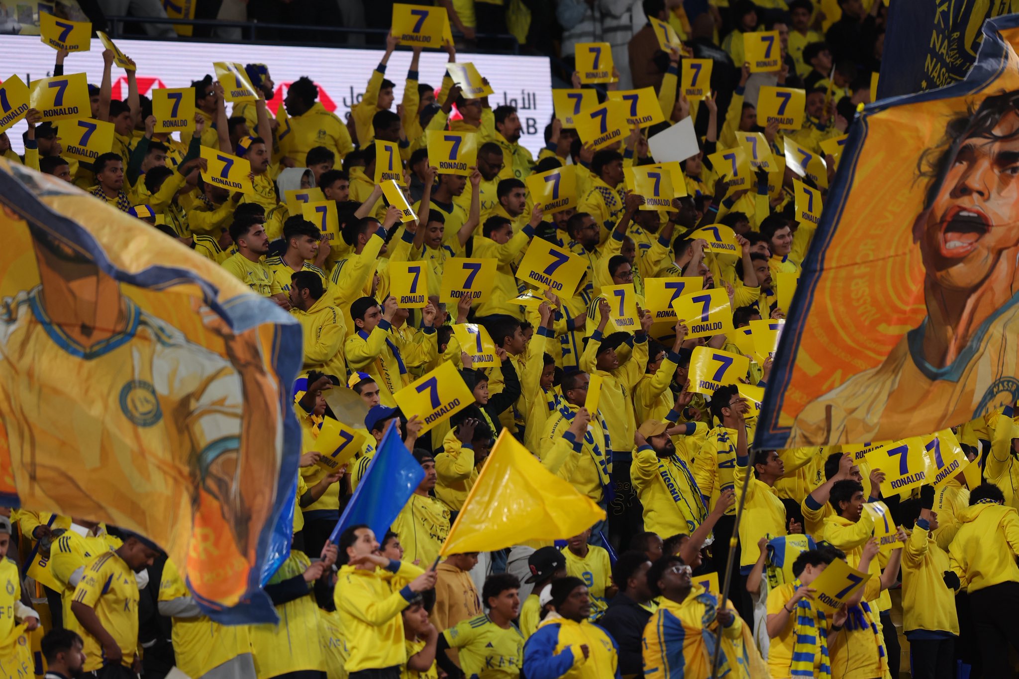 Ronaldo chants echoed around the stadium as fans showed support for their captain, who was absent amid reports of discontent following Al-Nassr’s subdued transfer window. (X/@AlNassrFC_EN)