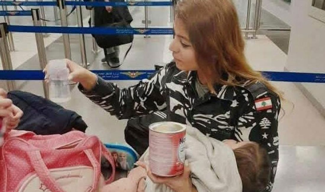 Policewoman honored for soothing crying baby when her mother fell unconscious at Beirut airport