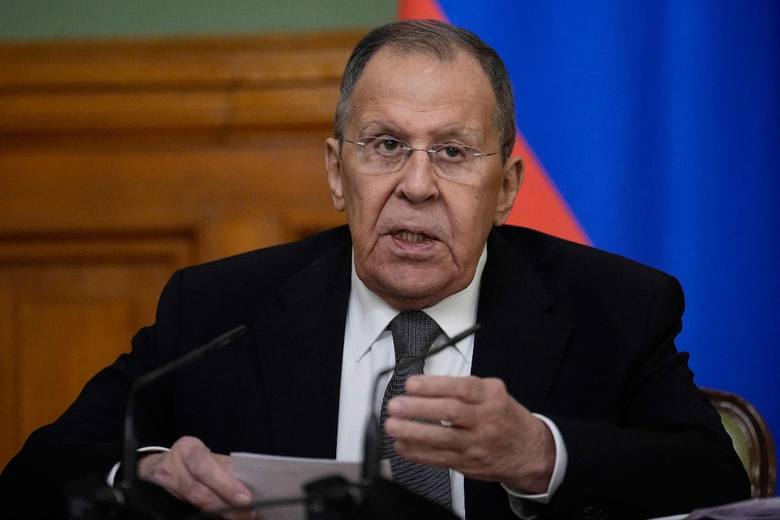 Russian Foreign Minister Sergei Lavrov holds a press conference in Moscow, Russia. (AFP)