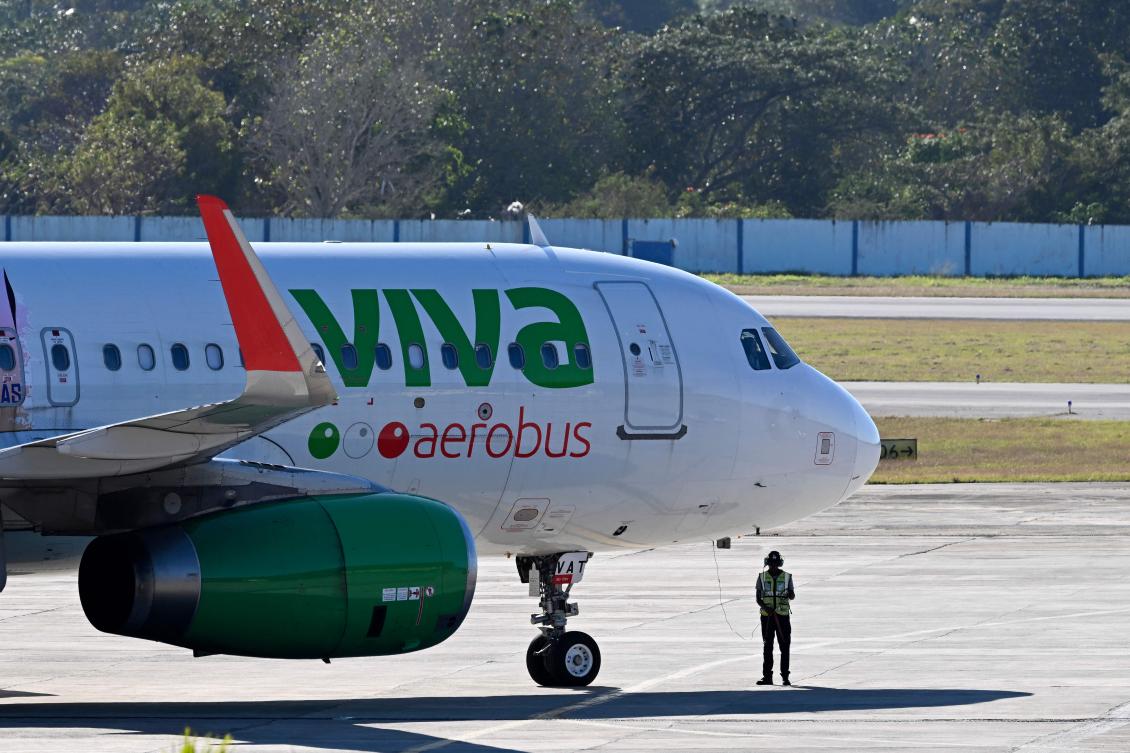 A Viva Aerobus plane takes taxis at Jose Marti International Airport in Havana, Feb. 9, 2026. (Yamil Lage / AFP)
