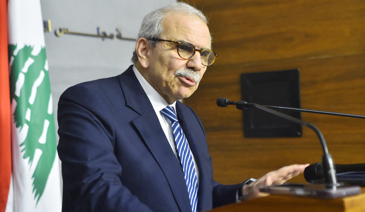 Lebanon's Prime Minister Nawaf Salam speaking during a press conference after a cabinet session in Beirut on December 26, 2025. (AFP file photo)