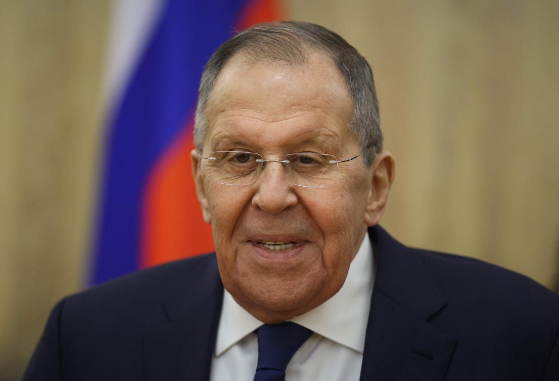 Russian Foreign Minister Sergei Lavrov attends a meeting with Tanzanian Minister of Foreign Affairs and East African Cooperation in Moscow on February 9, 2026. (AFP)