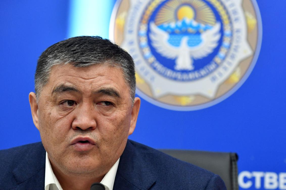 Chairman of the State Committee for National Security Kamchybek Tashiev holds a press conference in Bishkek on December 17, 2024. (File/AFP)