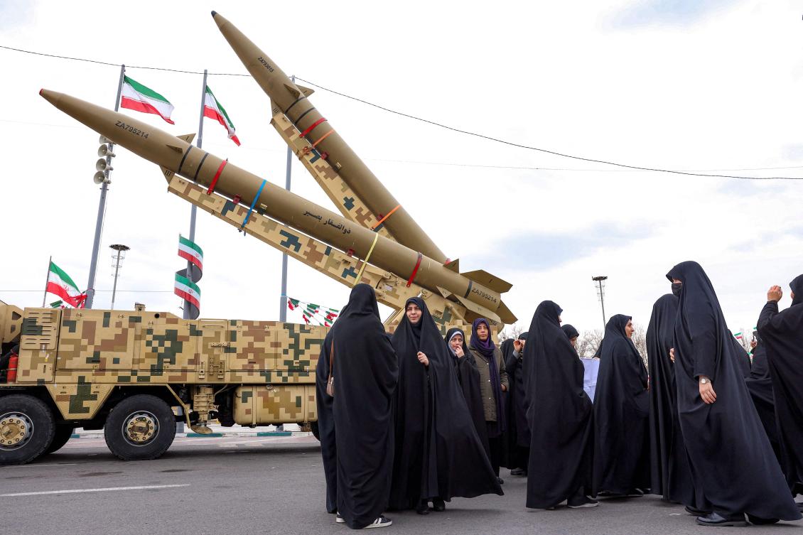 Above, ballistic missile launch vehicles in Tehran on Feb. 11, 2026. Deadly protests erupted across the country in previous weeks, in which thousands of people died and many more were more arrested. (AFP)