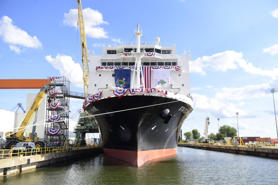 This pictures show a view of the Hanwha Philly Shipyard in Philadelphia on August 26, 2025. (AFP/file photo)