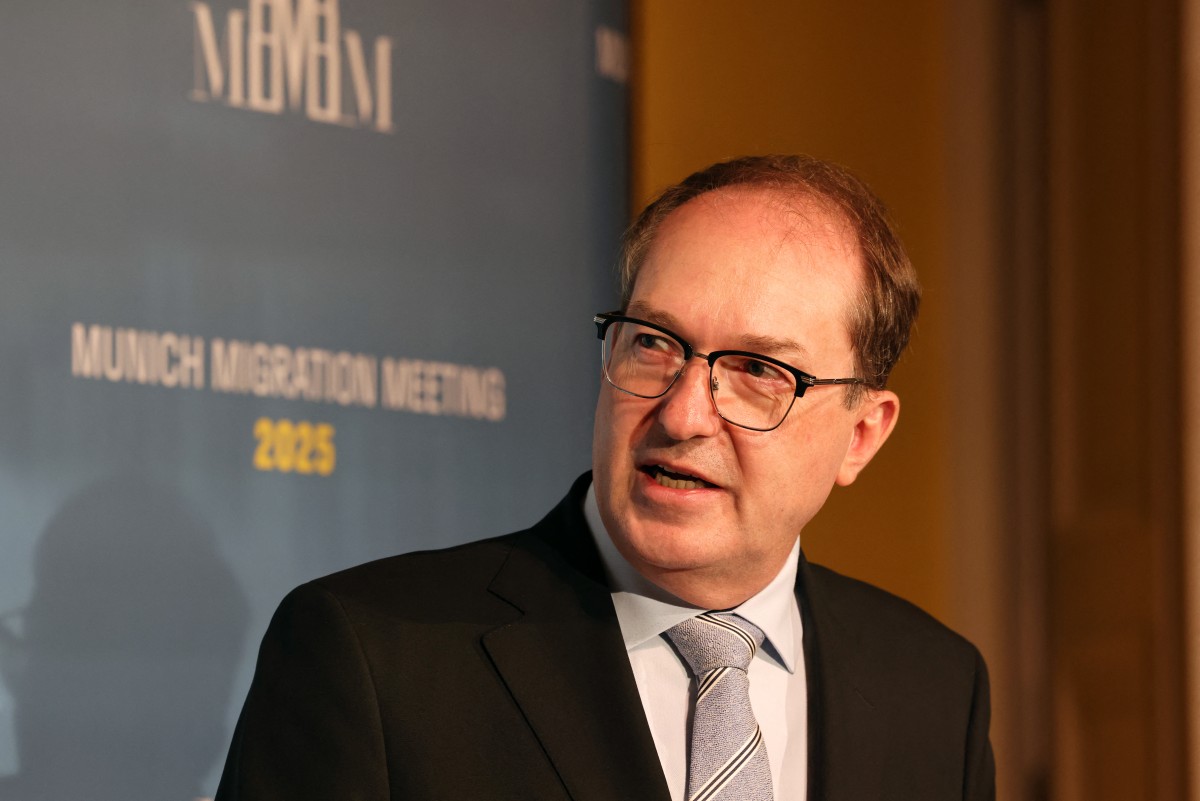 German Interior Minister Alexander Dobrindt speaks during a joint press conference with EU Commissioner for Internal Affairs and Migration following the „Munich Migration Meeting" a European ministerial meeting on migration in Munich, on October 4, 2025. (AFP)