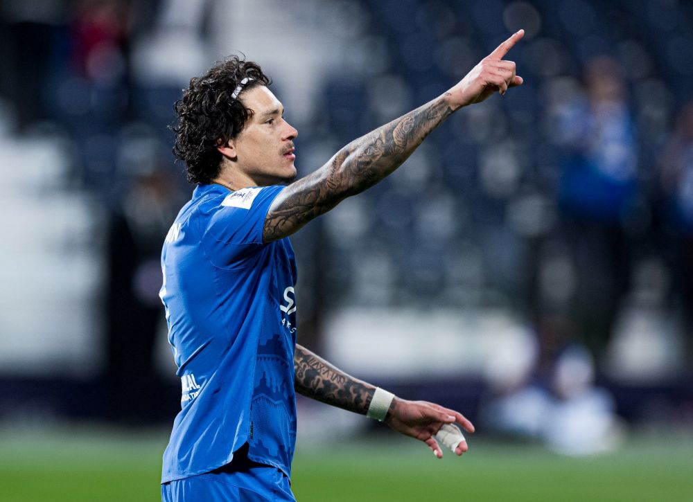 Two goals by Darwin Nunez helped Al-Hilal to a 2-1 win over Al-Wahda of the UAE. (X/@Alhilal_EN)