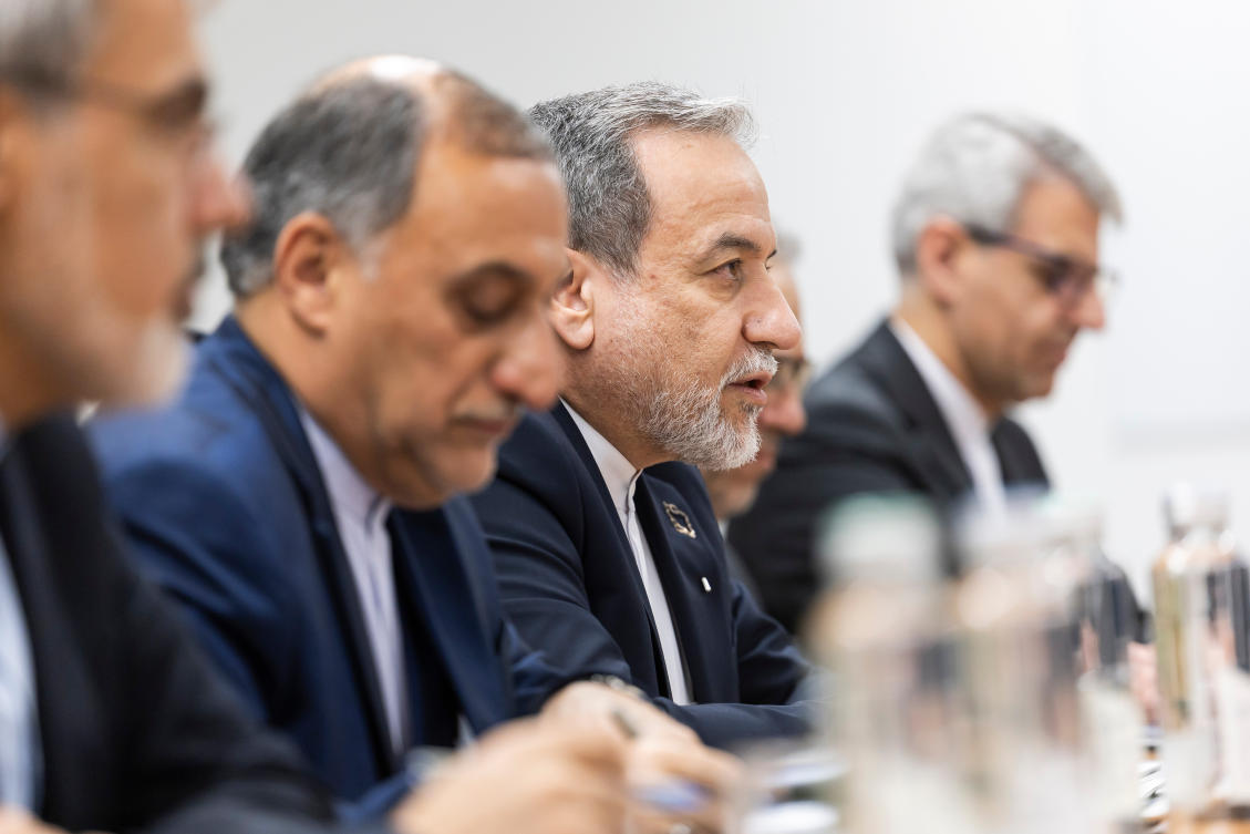 Iranian Foreign Minister Abbas Araghchi, speaks during a bilateral meeting between Switzerland and Iran, in Geneva, Switzerland, Tuesday, Feb. 17, 2026. (Keystone via AP)