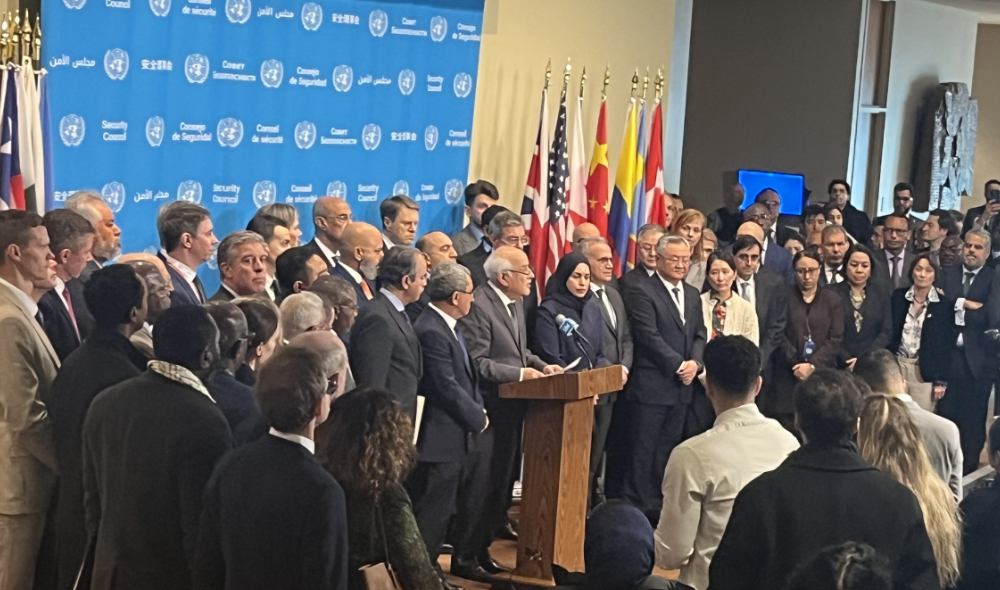 Riyad Mansour, the permanent observer of the State of Palestine to the UN, read a joint statement in which they said: “Such decisions are contrary to Israel’s obligations under international law and must be immediately reversed.” (AN Photo)