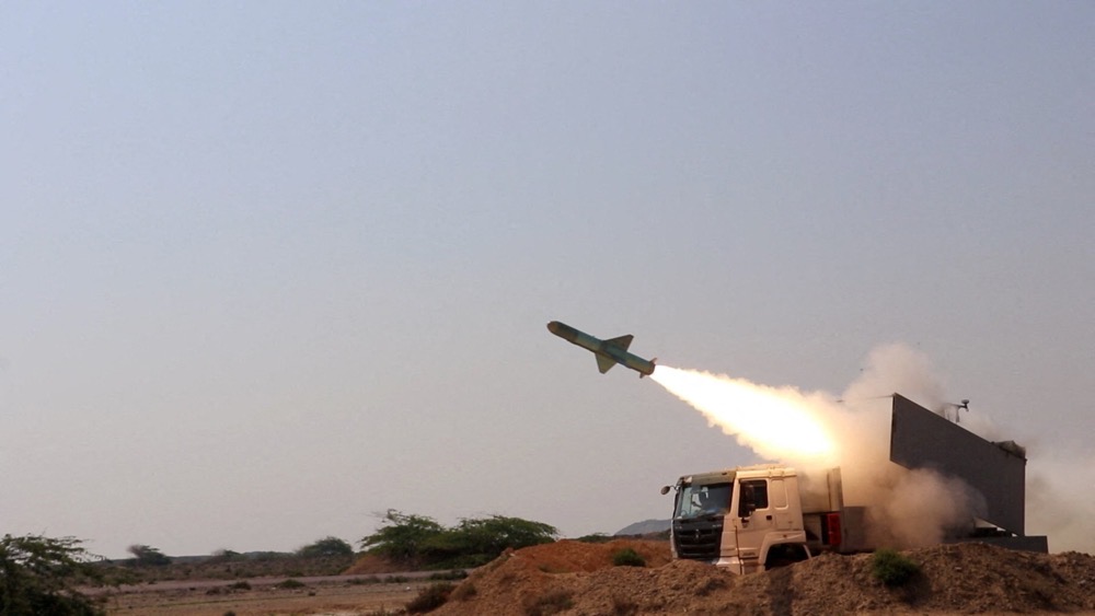 A missile is launched during an exercise in southern Iran, in this handout image obtained on February 17, 2026. (IRGC/WANA/Reuters)