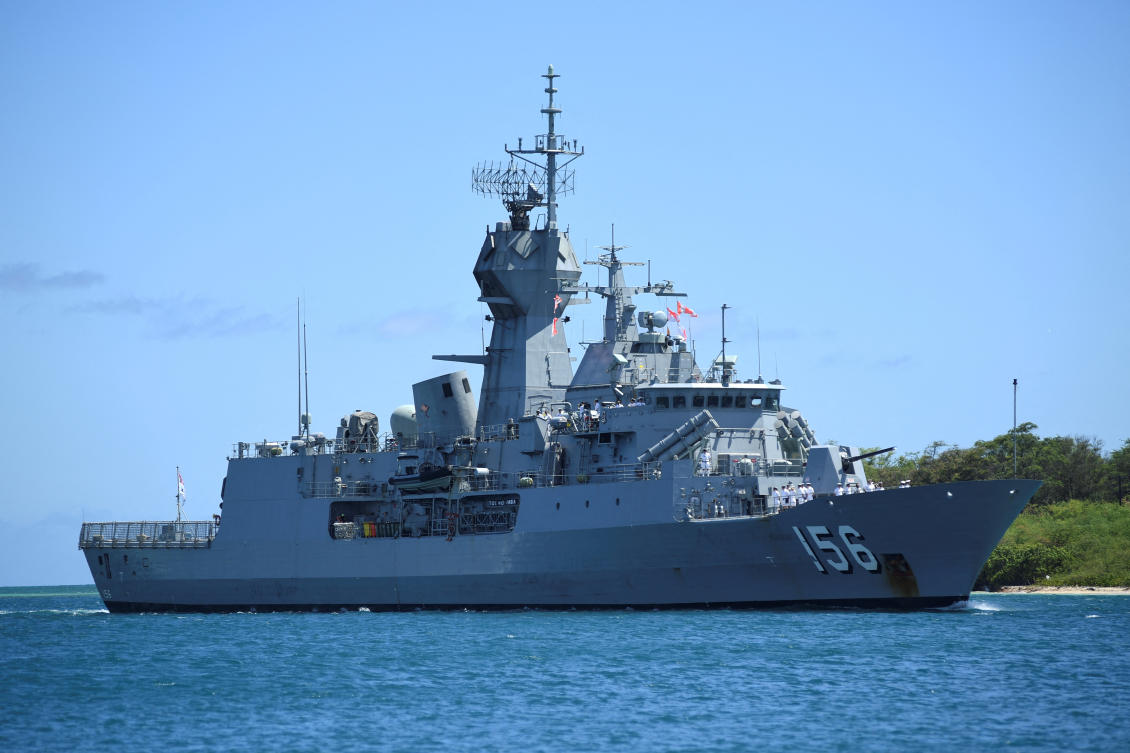 Above, the Royal Australian Navy frigate HMAS Toowoomba at Joint Base Pearl Harbor-Hickam, Hawaii on June 25, 2018. (US Navy via Reuters)