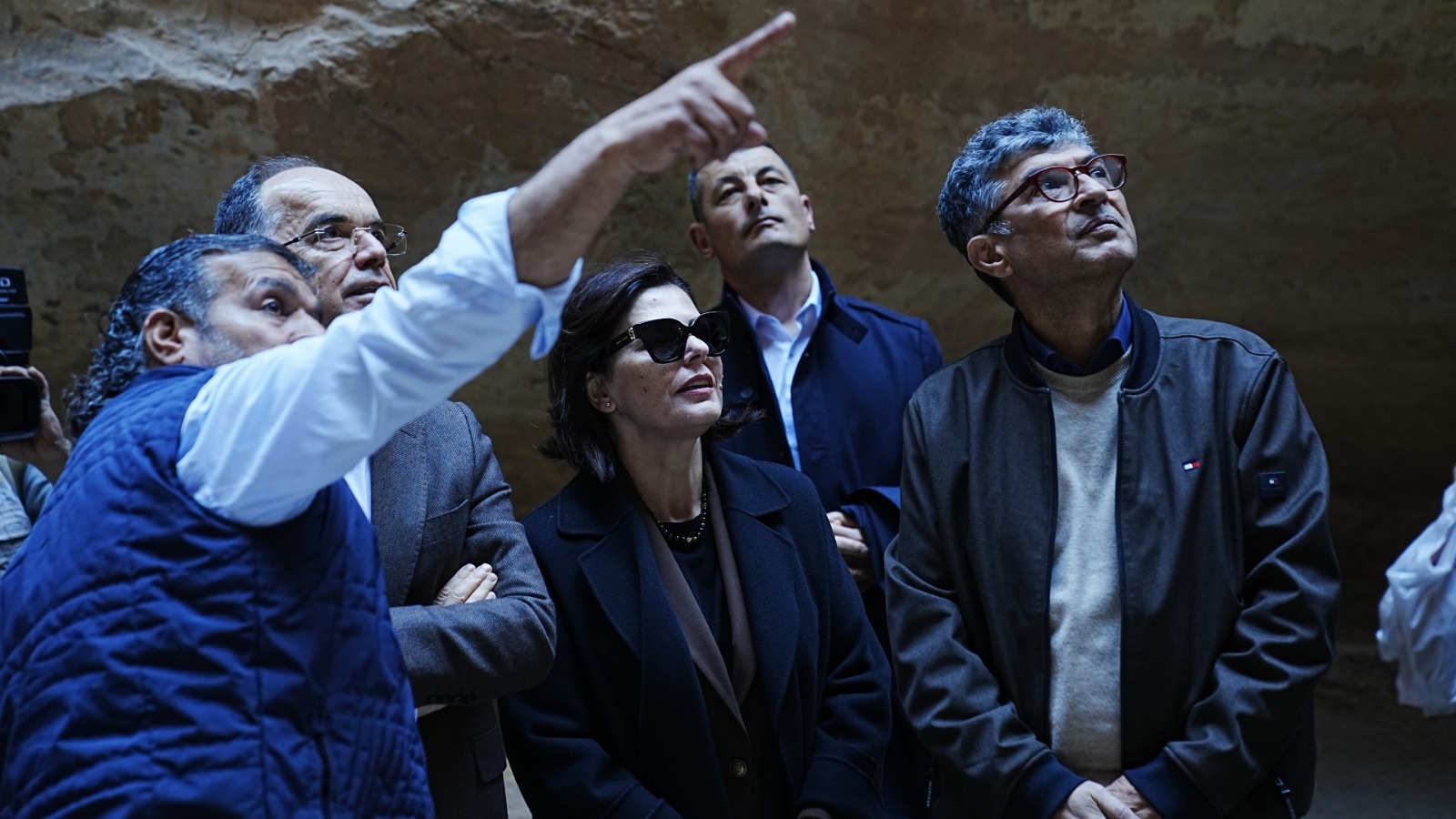 Albanian President Bajram Begaj (2-L) and first lady, Armanda Begaj (3-L), take a tour of the ancient city of Petra in southern Jordan. (Petra)