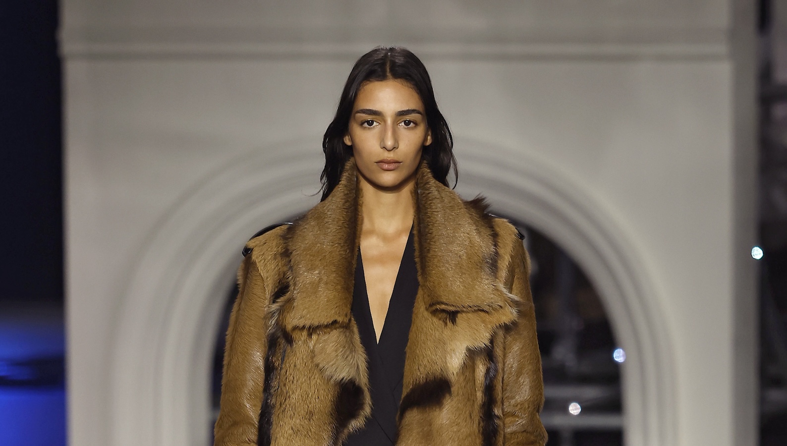 Attal walked the runway in a long, statement coat. (Getty Images)