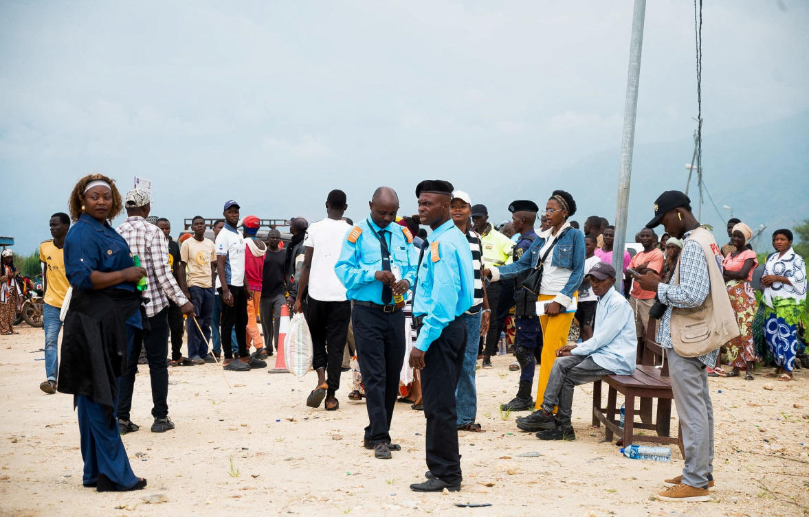 Congolese officials from the Direction Generale des Migrations (DGM) prepare to process travelers during the reopening of the Congo-Burundi Kavinvira border post and transit center located in Uvira, South Kivu province of the Democratic Republic of the Congo, February 23, 2026. (REUTERS)