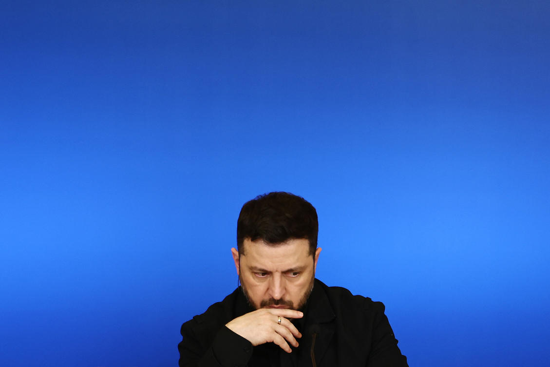 Ukraine's President Volodymyr Zelensky attends a joint press conference following his meeting with Nordic and Baltic states leadears in Kyiv on February 24, 2026. (AFP)