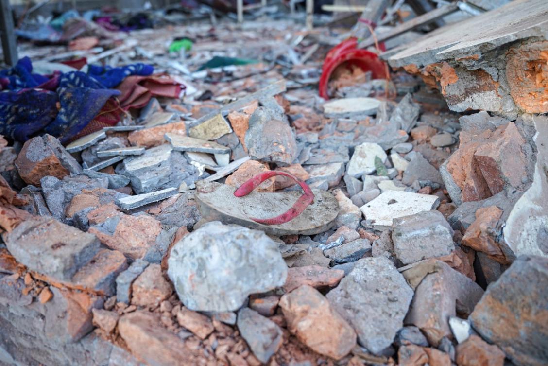 This picture shows the debris of a hospital damaged in a Myanmar military air strike that killed more than 30 people in Mrauk U, western Rakhine state on December 11, 2025. (AFP)