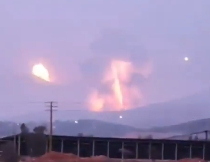 A videongrab taken from X showing Israeli airstrikes launched Thursday early evening on several towns in Bekaa Valley, eastern Lebanon. Credit: (X/@bechirsoueidy)