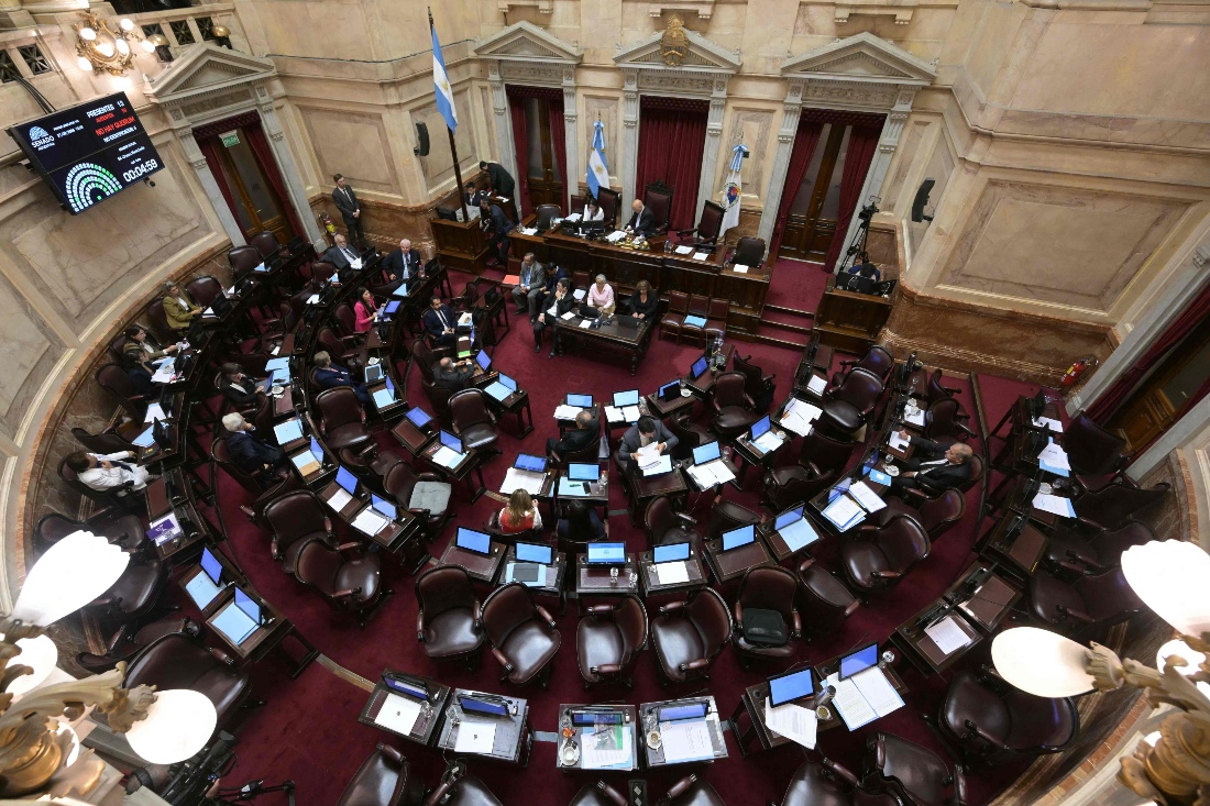 Argentine senators attend a session to debate the juvenile criminal justice reform and the labor law reform at the National Congress in Buenos Aires, Argentina. (AFP)