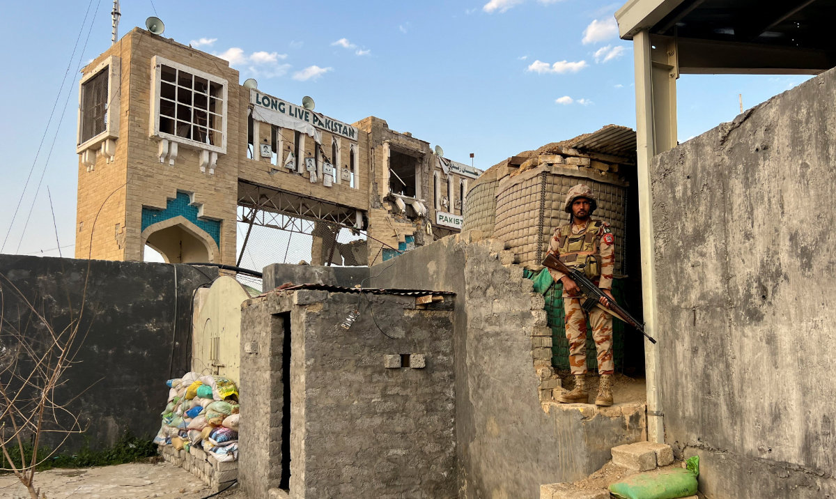 An army soldier stands at a post at the Friendship Gate, following the exchanges of fire between Pakistan and Afghanistan forces, at the border crossing between the two countries, in Chaman, Pakistan February 27, 2026. Picture taken with a mobile phone. (Reuters)