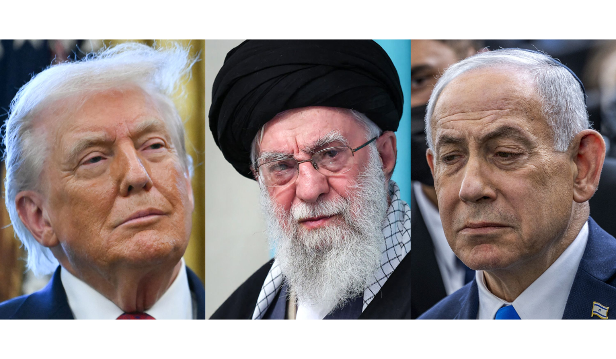 This combination of pictures created on February 28, 2026, shows (L to R) US President Donald Trump; Iran's Supreme Leader Ayatollah Ali Khamenei and Israel's Prime Minister Benjamin Netanyahu. (AFP)