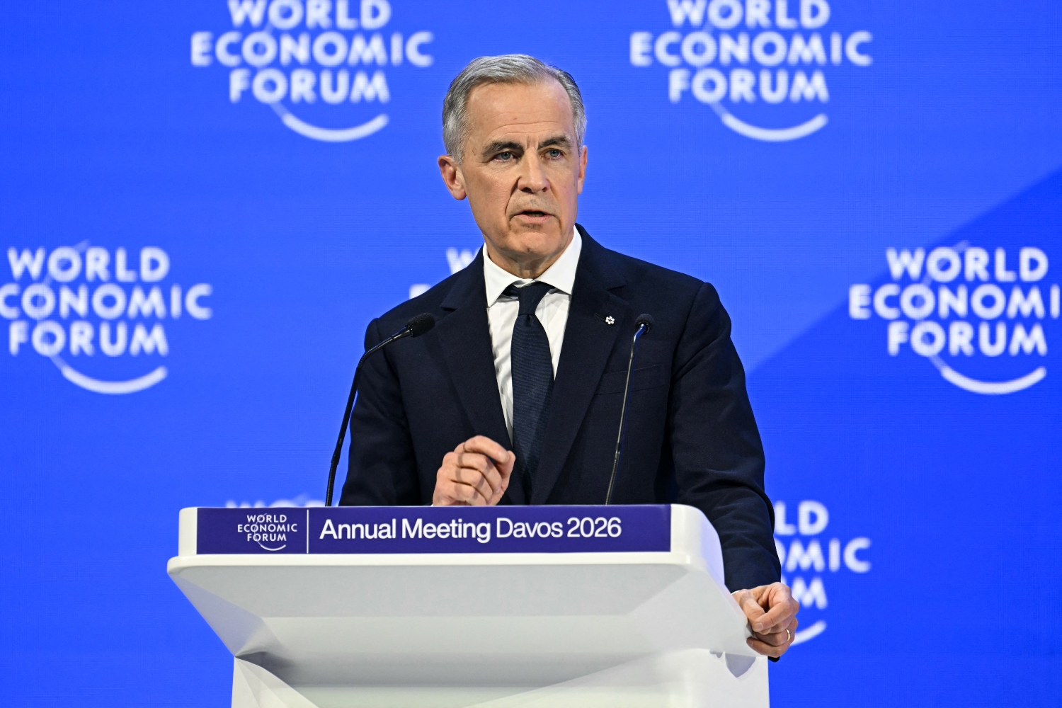 Carney called for “strategic autonomy” for middle powers (File/AFP)