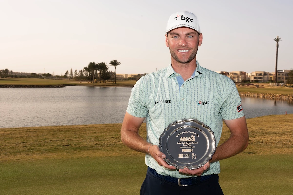 Jack Davidson celebrates his win in Egypt. (Supplied)