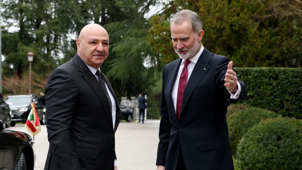 Joseph Aoun and Felipe VI. (Supplied)