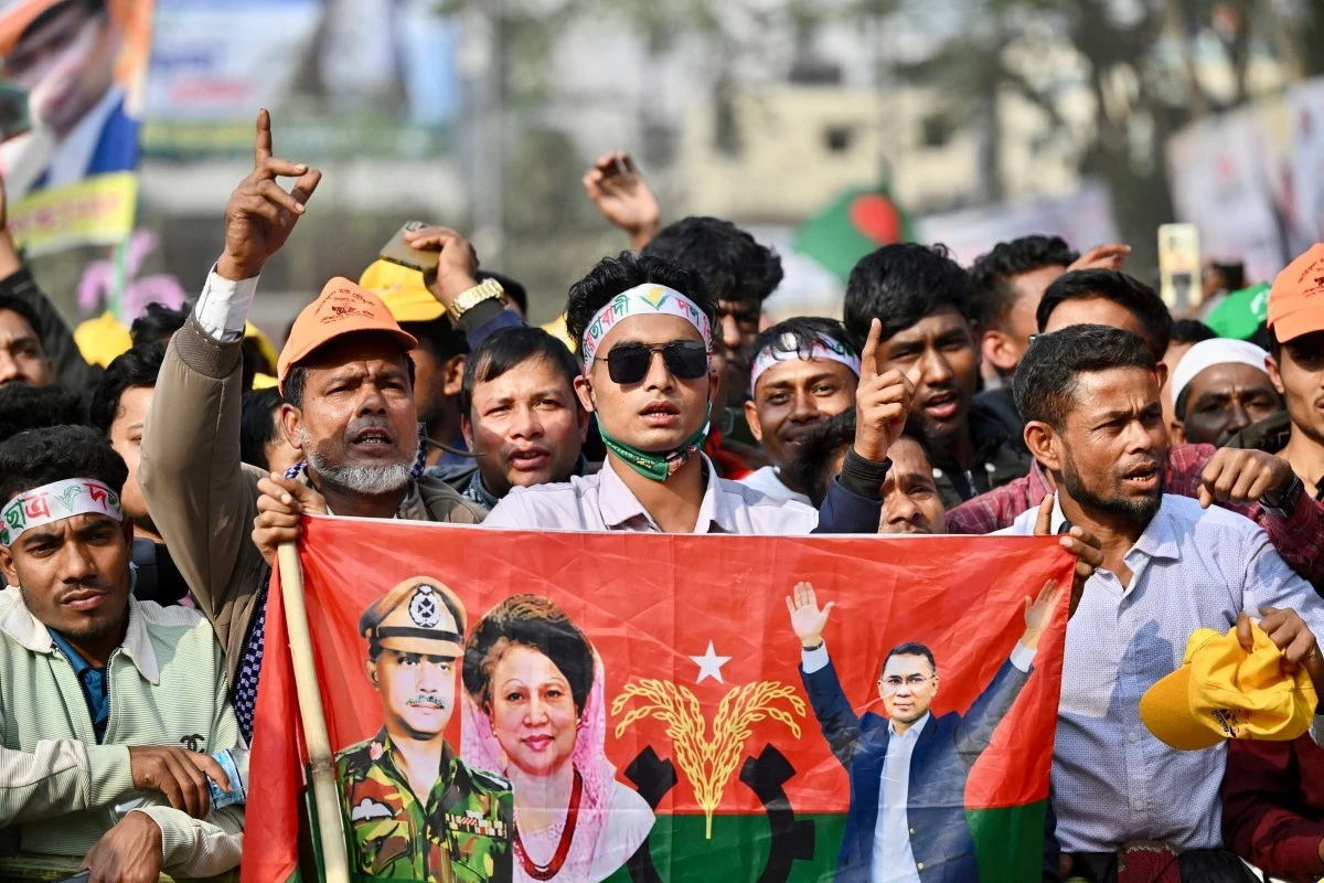 Bangladesh Nationalist Party supporters gather for a rally ahead of the upcoming national election, in Sylhet on Jan. 22, 2026. (AFP)