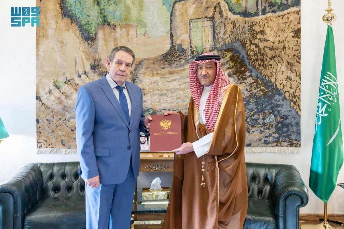 Sergey Kozlov, the Russian ambassador to Saudi Arabia, met with Waleed Al-Khuraiji, the Saudi deputy minister of foreign affairs, in Riyadh. (SPA)