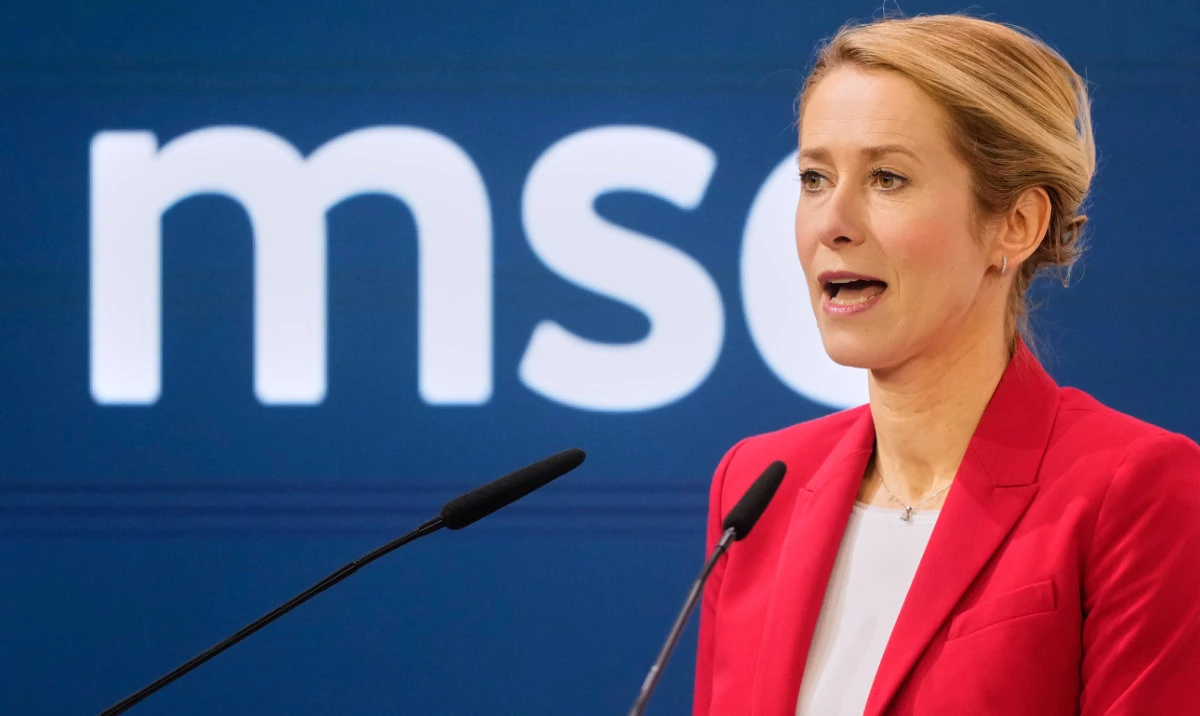 European Union foreign policy chief Kaja Kallas speaks during the Munich Security Conference in Munich, Germany, Sunday, Feb. 15, 2026. (AP)