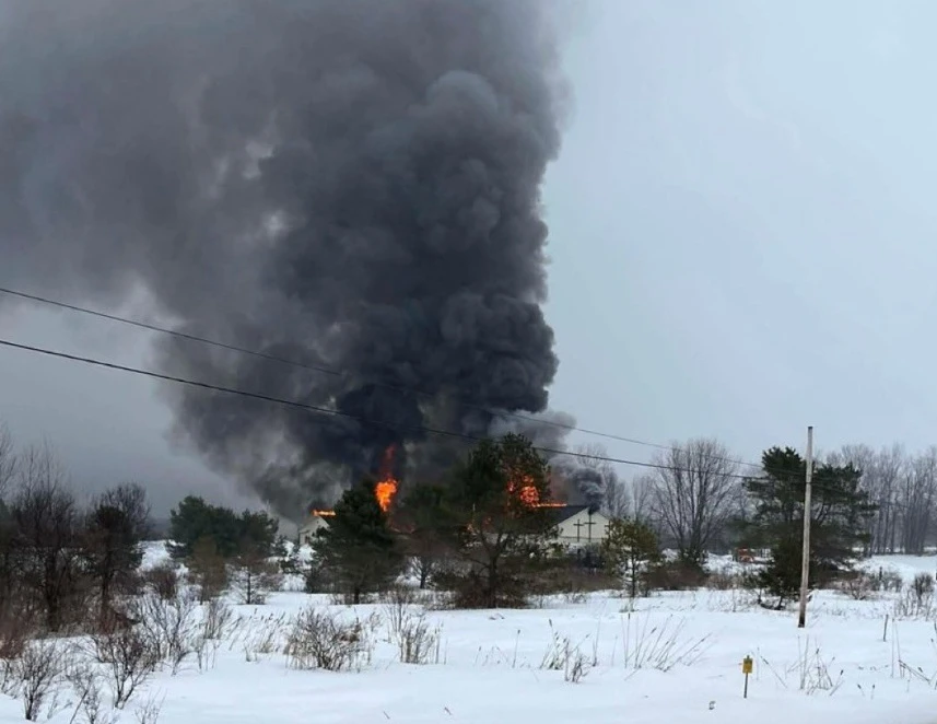 A fiery explosion ripped through a church in upstate New York on Tuesday, injuring five people including a firefighter who was badly burned while responded to reports of a gas odor in the building, officials said. (X/@Breaking911)